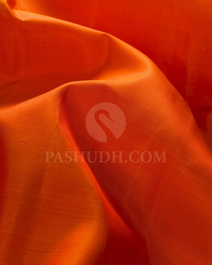 Orange & Paaku Color Traditional Borderless Pure Kanjivaram Silk Saree-SP41