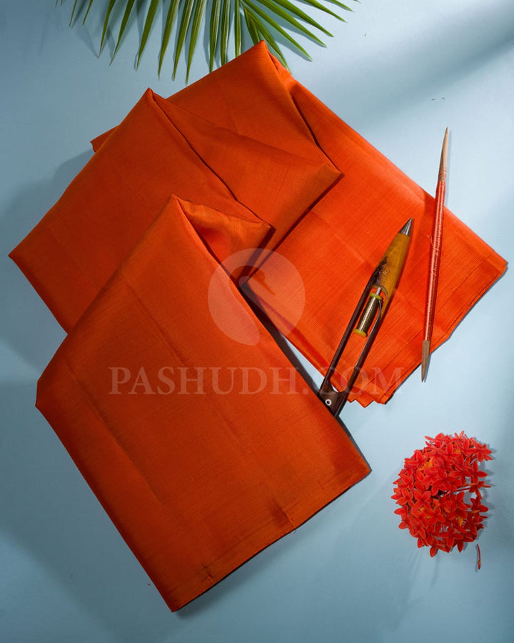 Orange & Paaku Color Traditional Borderless Pure Kanjivaram Silk Saree-SP41