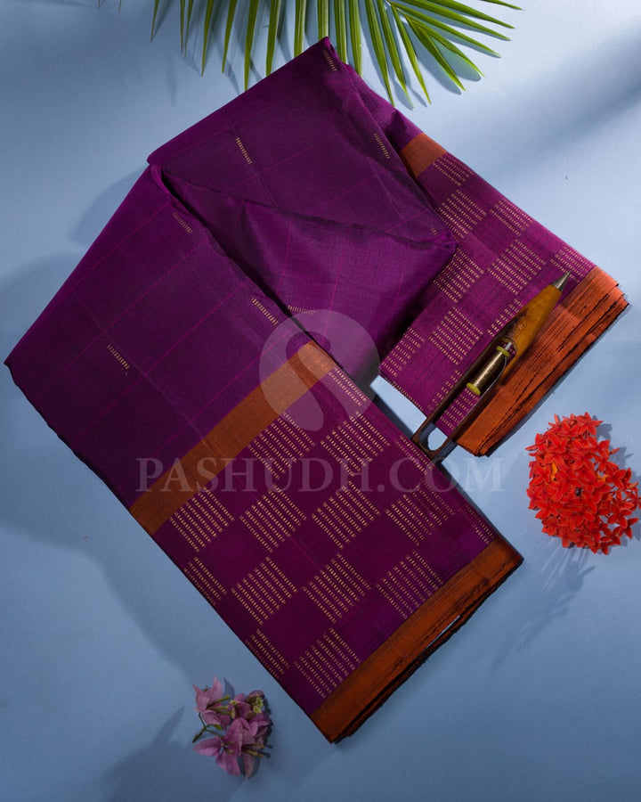 Purple & Magenta Pure Kanjivaram Silk Saree-SP16