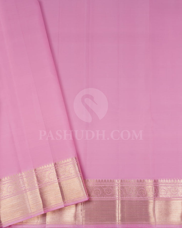 Red & Mild Baby Pink Kanjivaram Silk Saree-S1173(D)