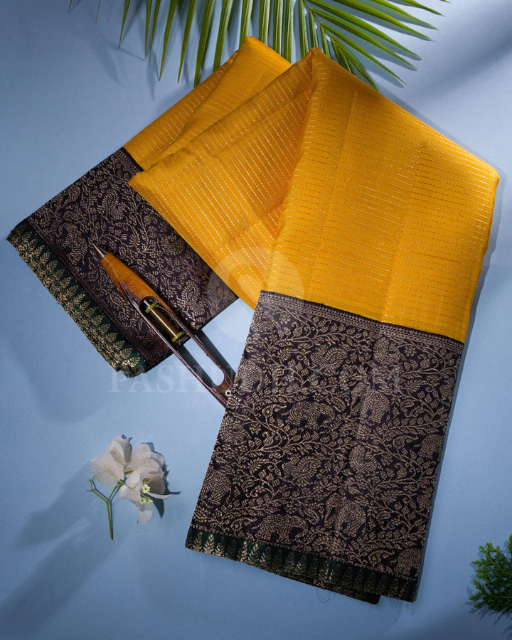Mango Yellow & Black Kanjivaram Silk Saree-S1155(B)