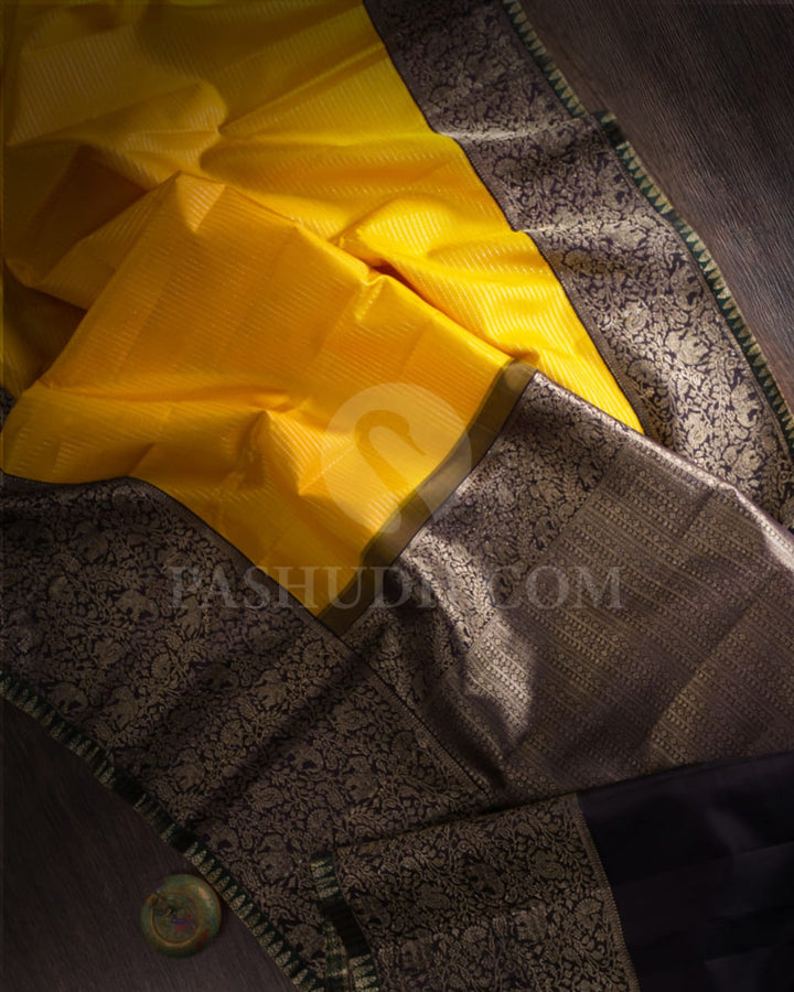 Mango Yellow & Black Kanjivaram Silk Saree-S1155(B)
