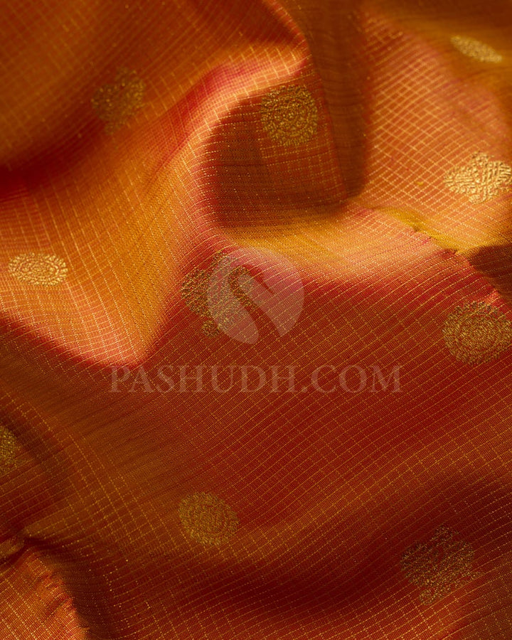 Light Orange Vairaoosi Patterned Pure Zari  Kanjivaram Silk Saree-SP18