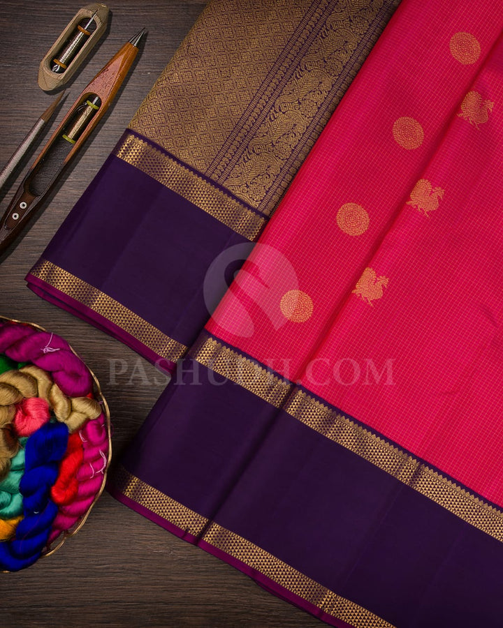 Rani Pink & Purple Vairaoosi Pure Kanjivaram Silk Saree-SP12