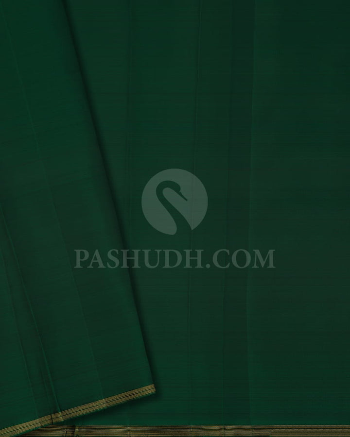 Royal Blue & Bottle Green Traditional Borderless Pure Kanjivaram Silk Saree-SP2