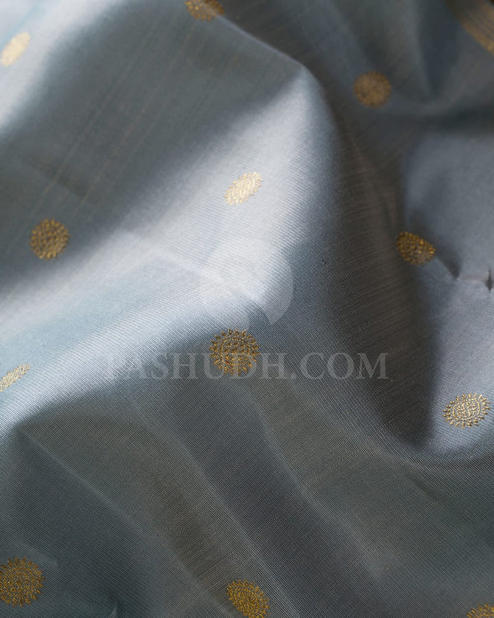 Slate Blue & Venthayam Pure Kanjivaram Silk Saree-SP30