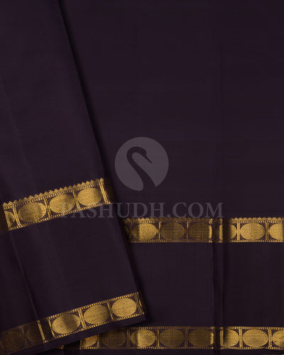 Dark Orange & Aubergine Pure Kanjivaram Silk saree - SP68