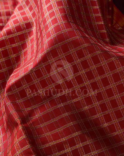Dark Orange & Aubergine Pure Kanjivaram Silk saree - SP68