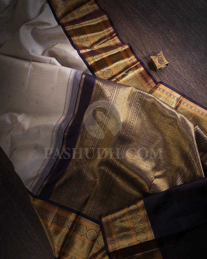Grey & Black Pure Kanjivaram Silk Saree-SP57