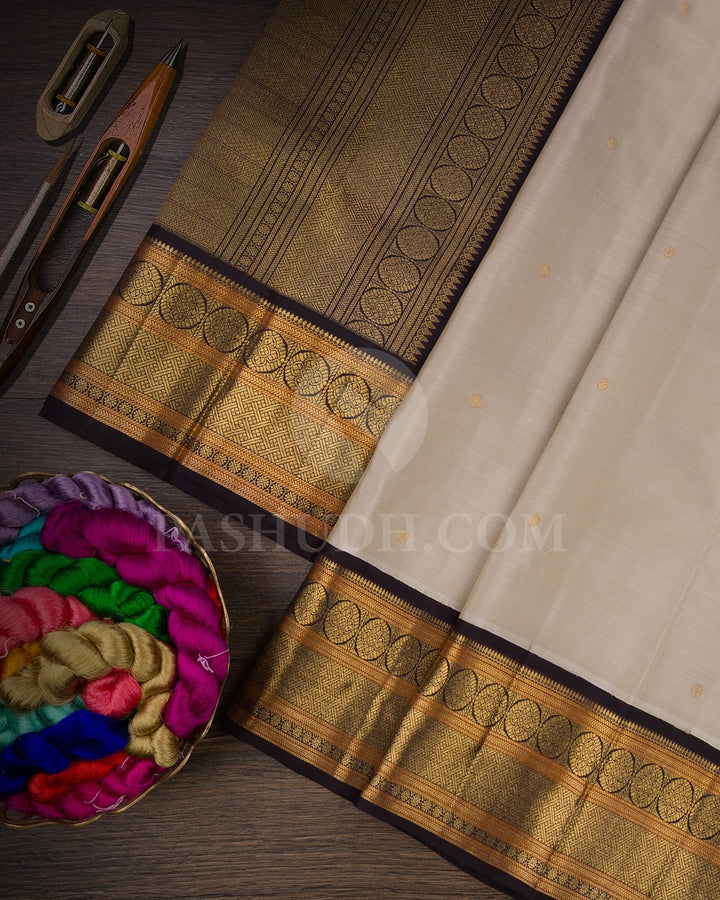 Grey & Black Pure Kanjivaram Silk Saree-SP57