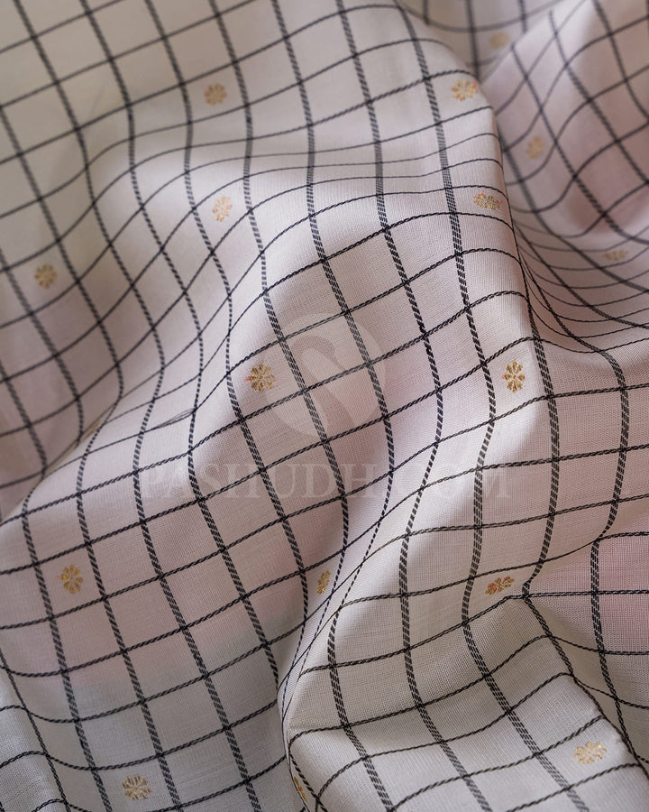 Half White & Rani Pink Pure Kanjivaram Silk Saree-SP86