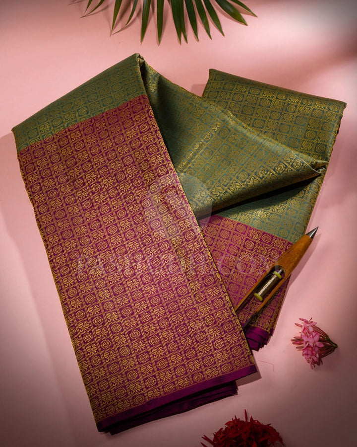 Green And Magenta Pure Kanjivaram Silk Saree-SP75