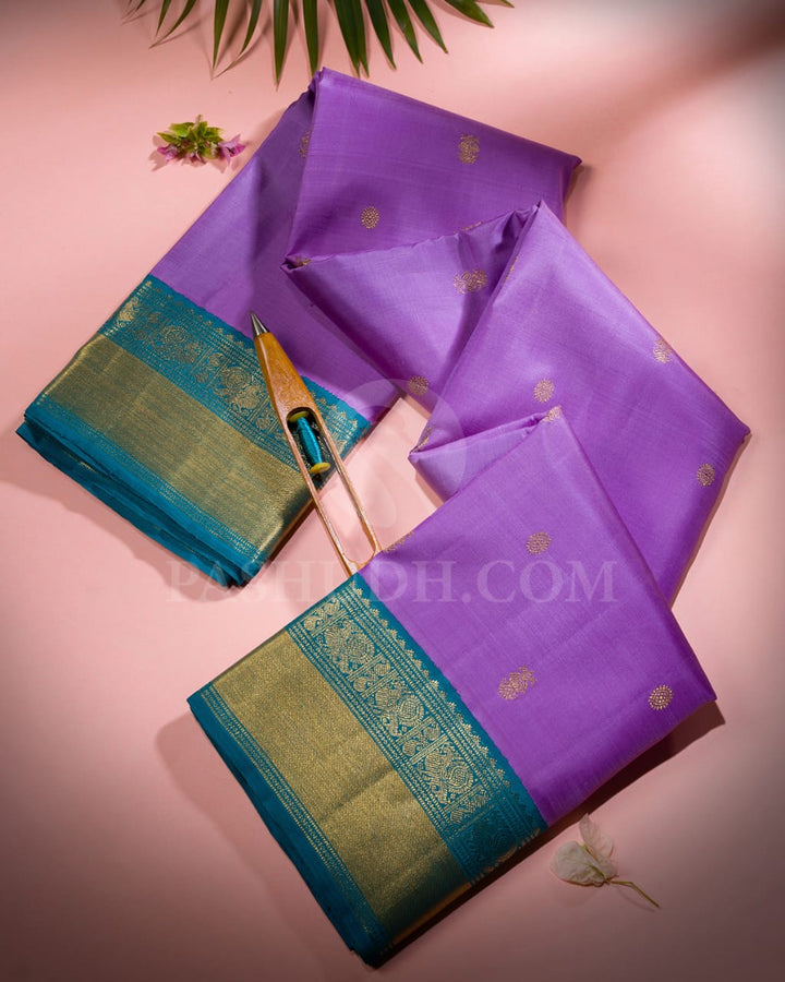 Lavender and Anandha Blue Pure Kanjivaram Silk Saree-SP53