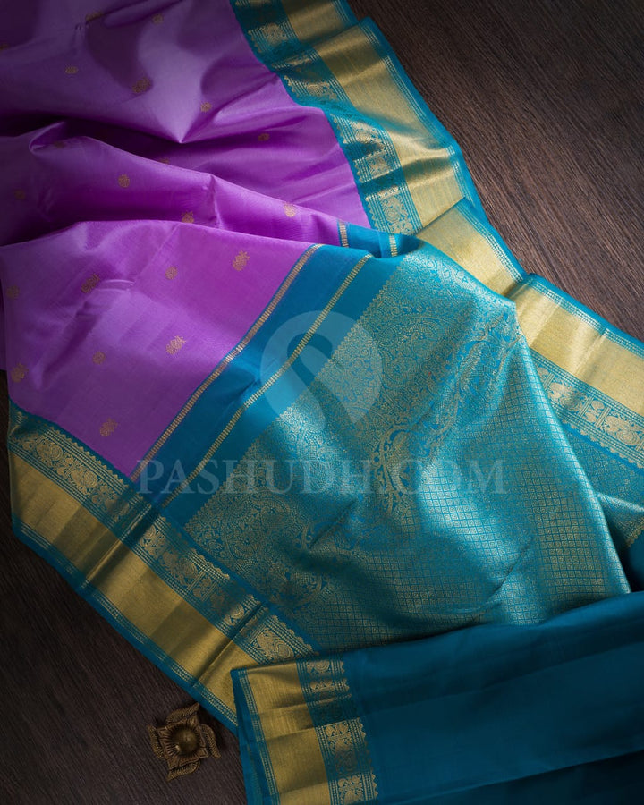 Lavender and Anandha Blue Pure Kanjivaram Silk Saree-SP53