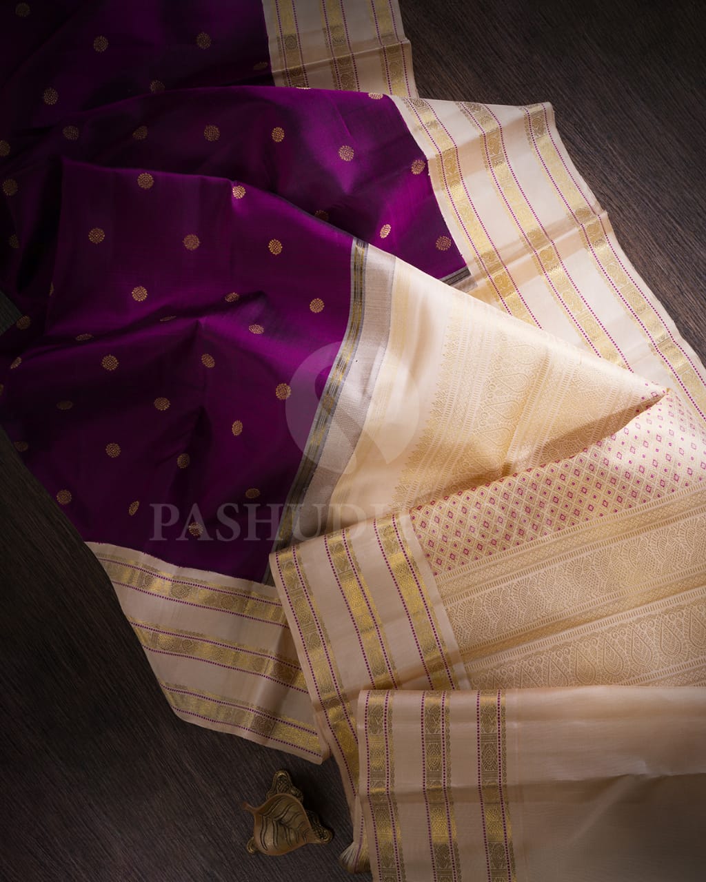 Purple & Ivory Pure Kanjivaram Silk Saree-SP66