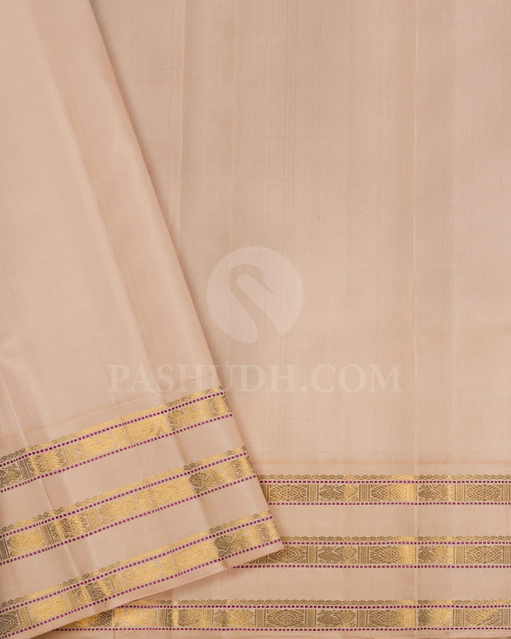 Purple & Ivory Pure Kanjivaram Silk Saree-SP66