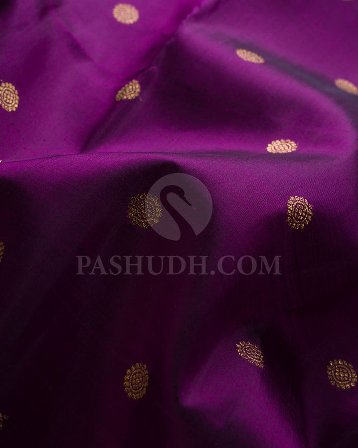 Purple & Ivory Pure Kanjivaram Silk Saree-SP66