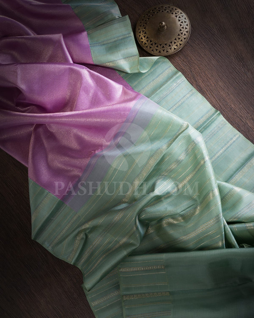 Lavender & Teal  Kanjivaram Silk Saree-S1449(A)