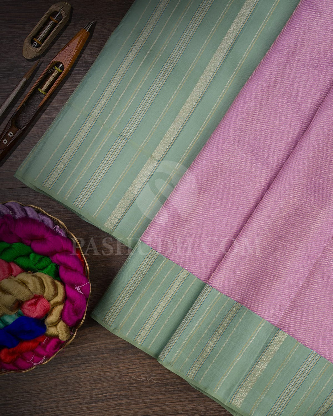 Lavender & Teal  Kanjivaram Silk Saree-S1449(A)