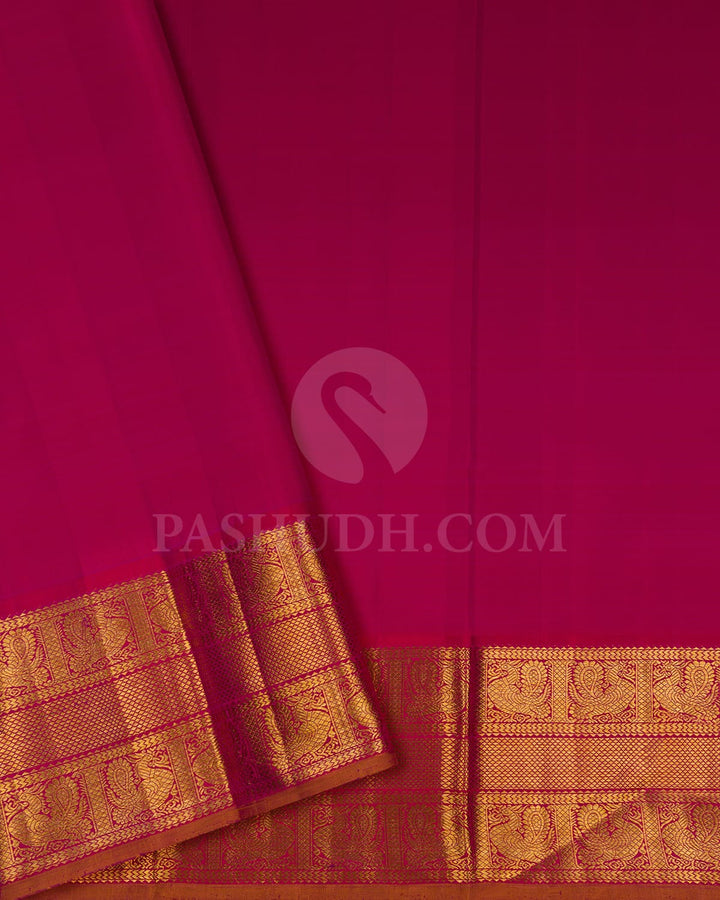 Beige & Rani Pink Kanjivaram Silk Saree-S1333(C)