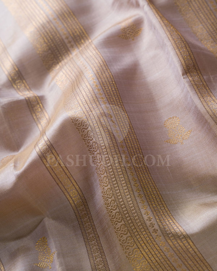 Beige & Rani Pink Kanjivaram Silk Saree-S1333(C)