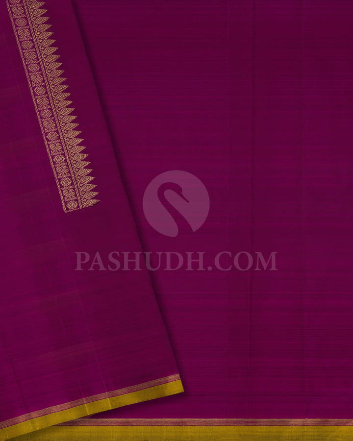 Deep Navy Blue And Magenta Pure Kanjivaram Silk Saree-SP47