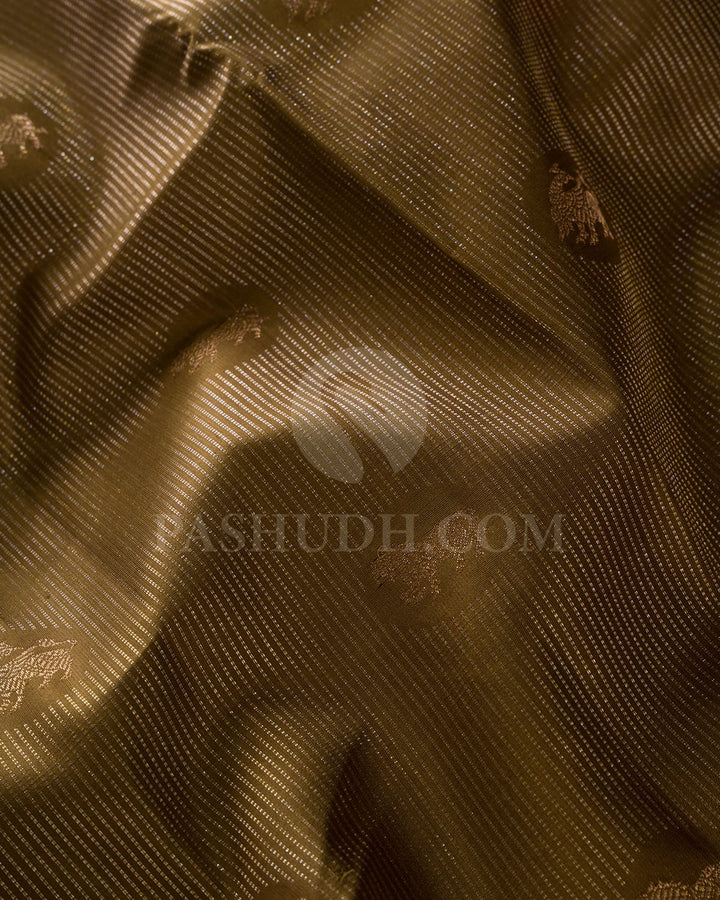 Antique Gold & Baby Pink Kanjivaram Silk Saree-S1233(B)