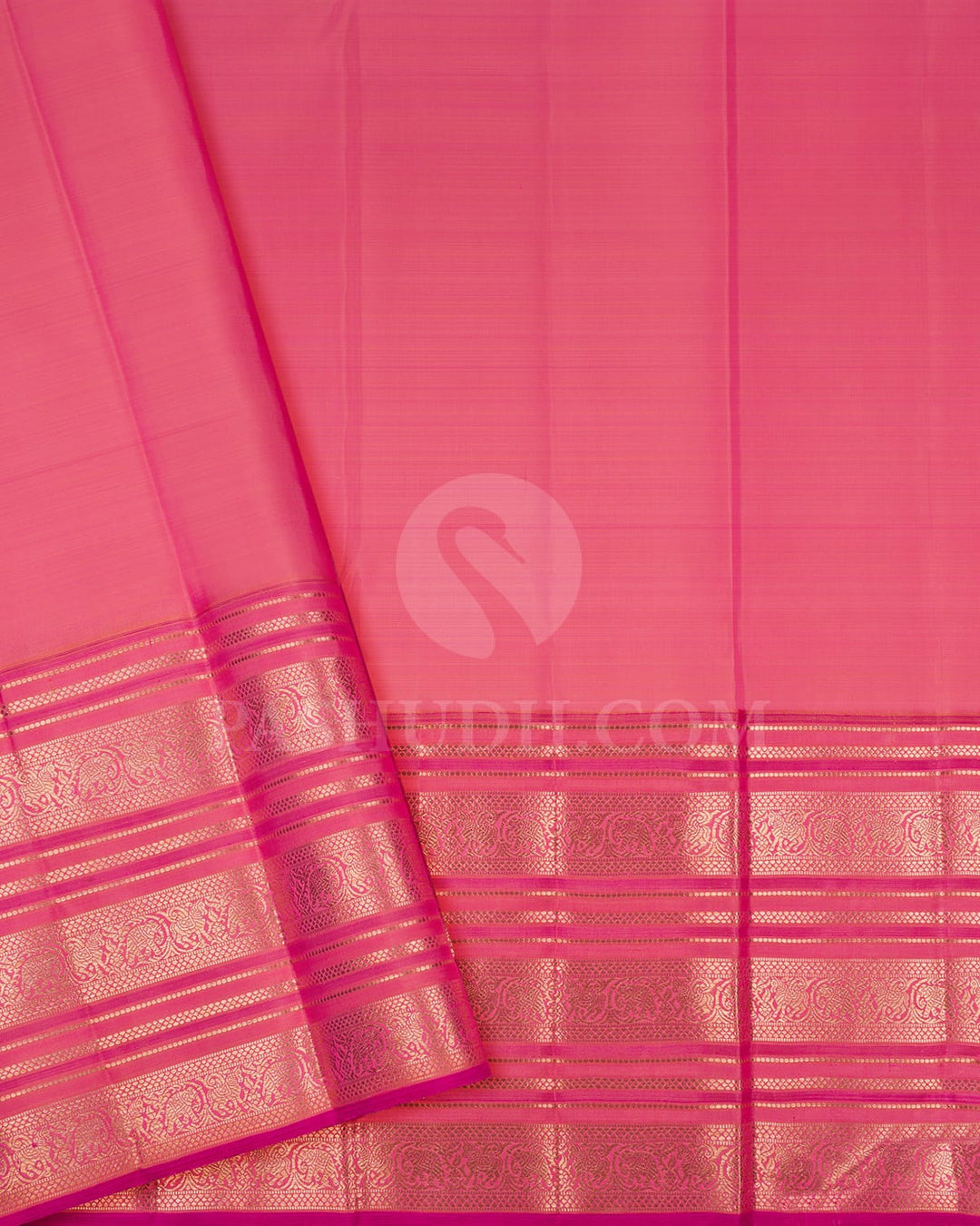 Antique Gold & Baby Pink Kanjivaram Silk Saree-S1233(B)