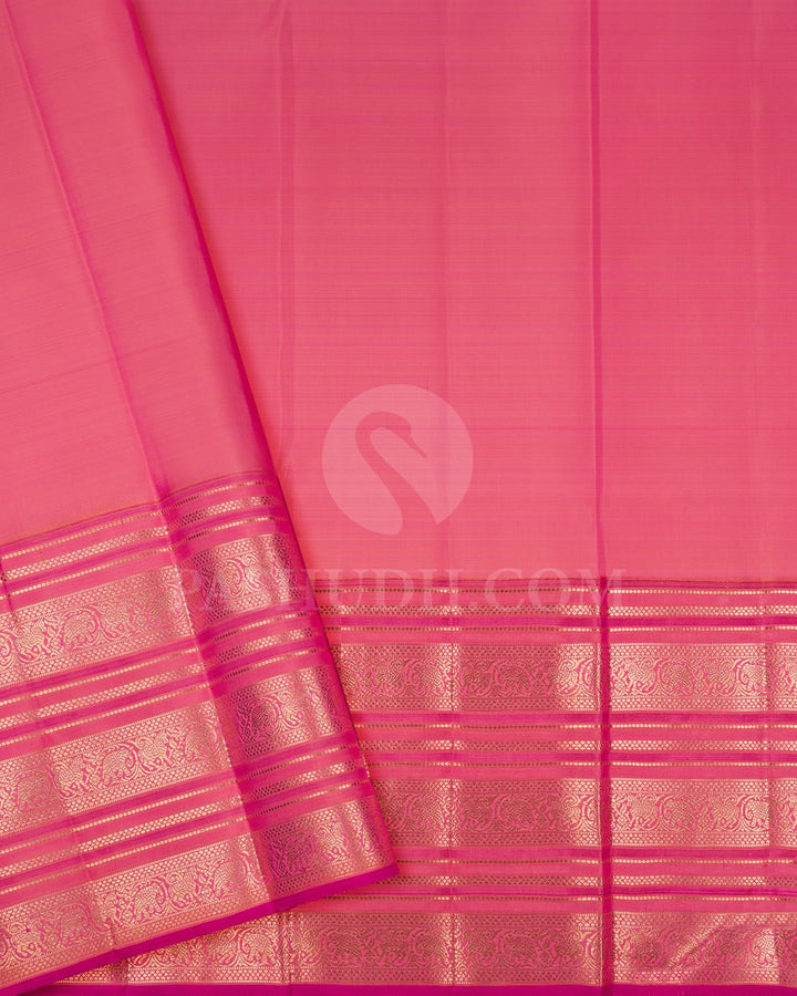 Antique Gold & Baby Pink Kanjivaram Silk Saree-S1233(B)