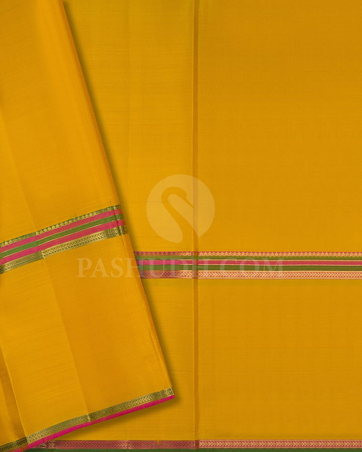 Yellow,Green & Pink Pure Kanjivaram Silk Saree-SP51
