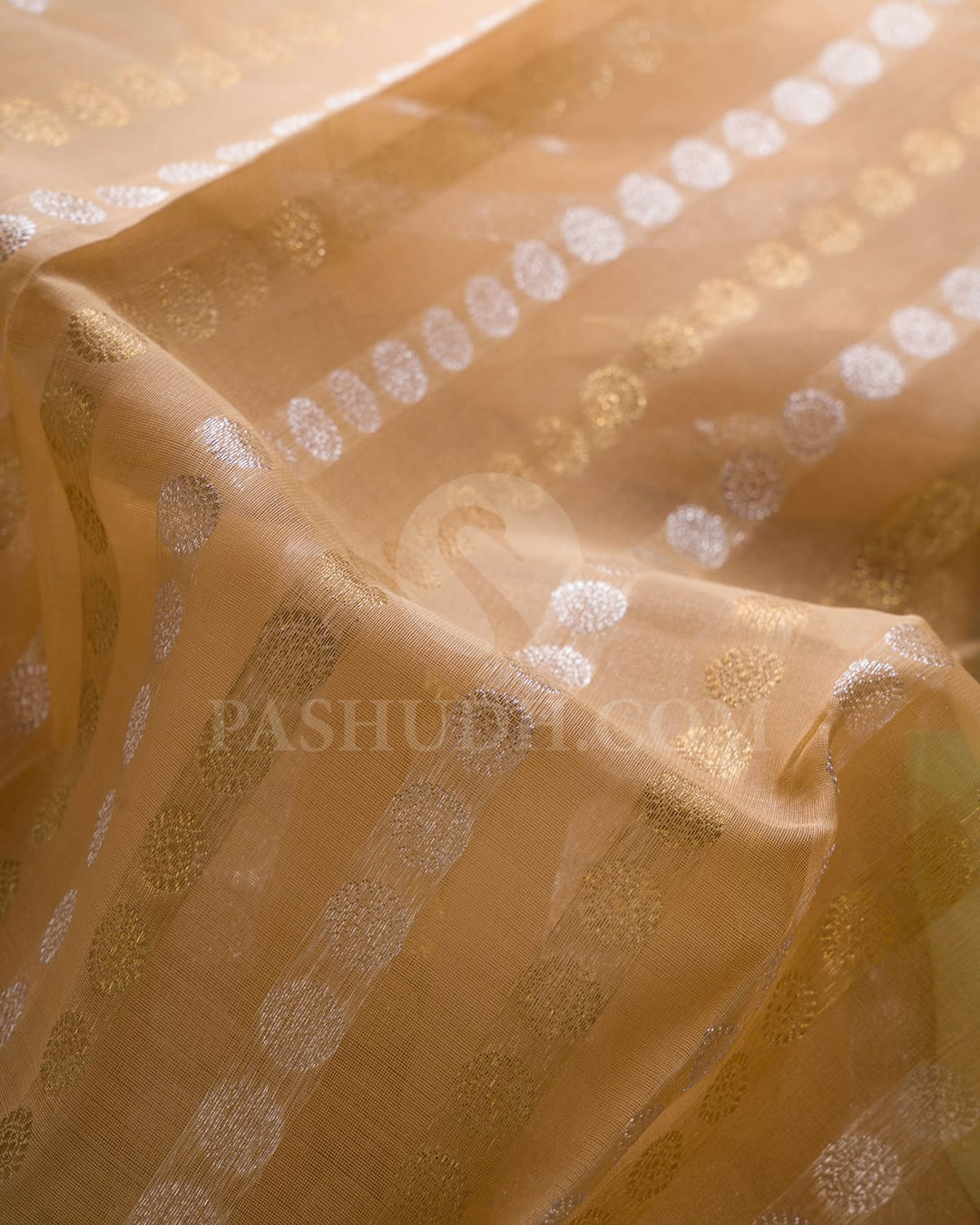 Mild Peach Kora Organza With Pista Green Kanjivaram Silk Saree-SP59