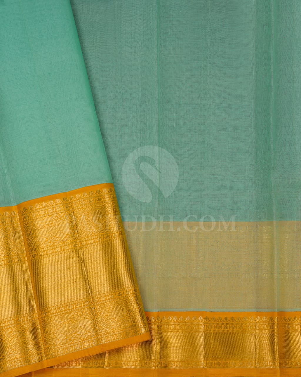 Sea Green Kora Organza Kanjivaram Silk Saree-SP64