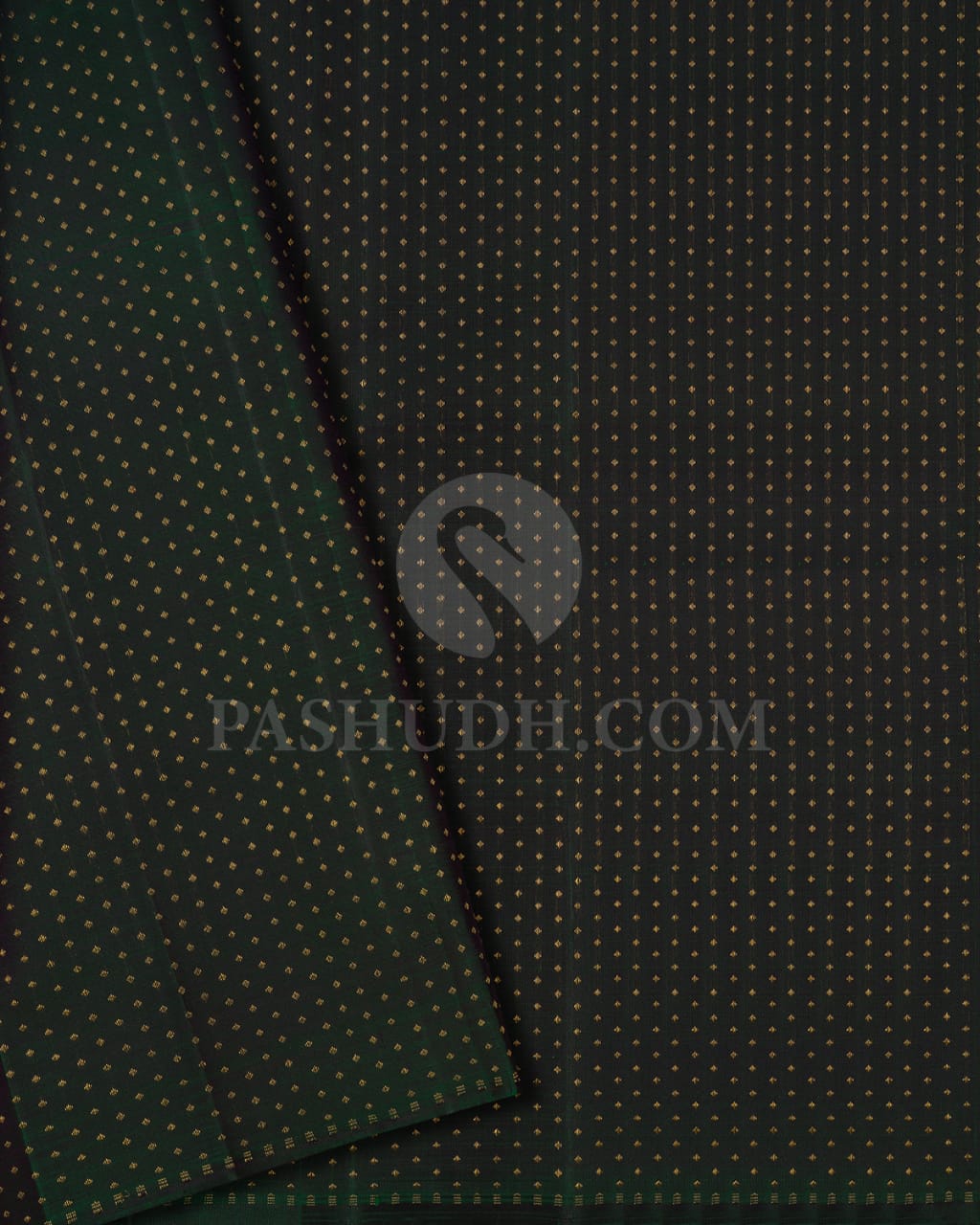 Half White,Rani Pink & Bottle Green Traditional Borderless Pure Kanjivaram Silk Saree-SP82