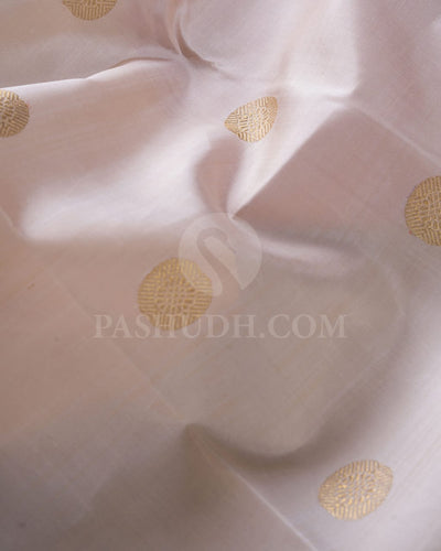 Half White,Rani Pink & Bottle Green Traditional Borderless Pure Kanjivaram Silk Saree-SP82