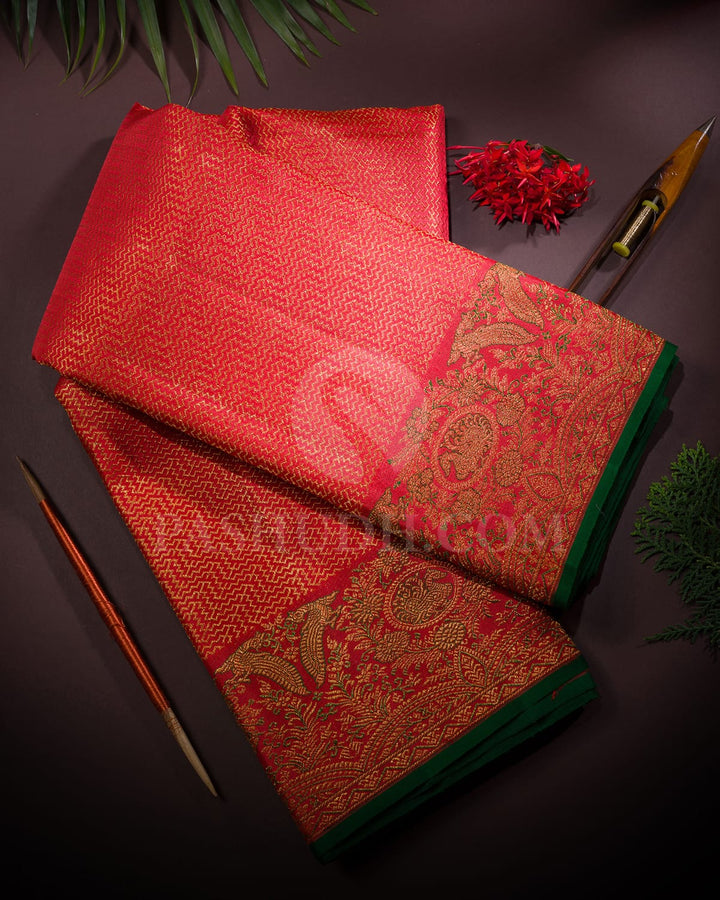 Bright Red Kanjivaram Silk Saree-S1451(A)
