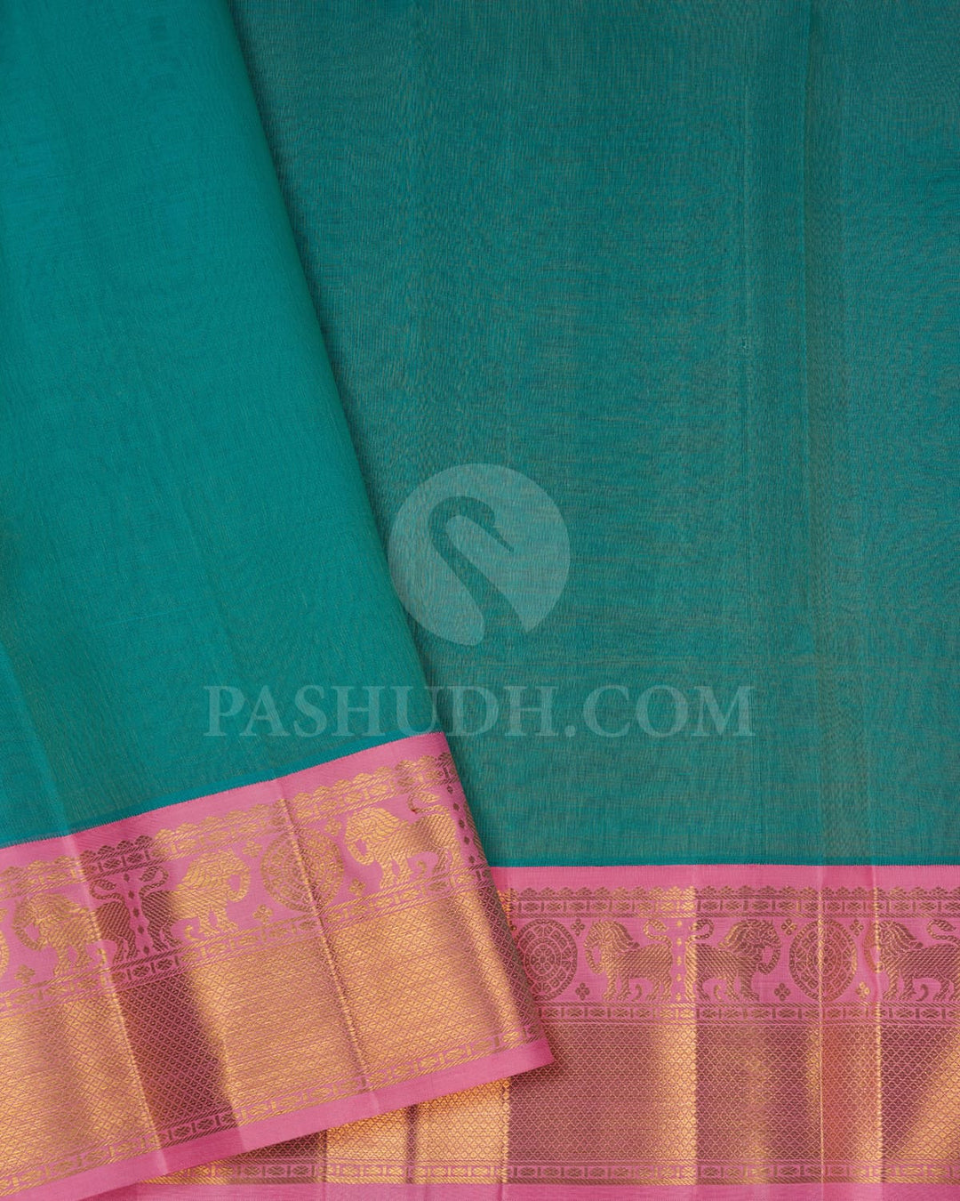 Turquoise Blue & Baby Pink  Kanjivaram Silk Saree-SP63