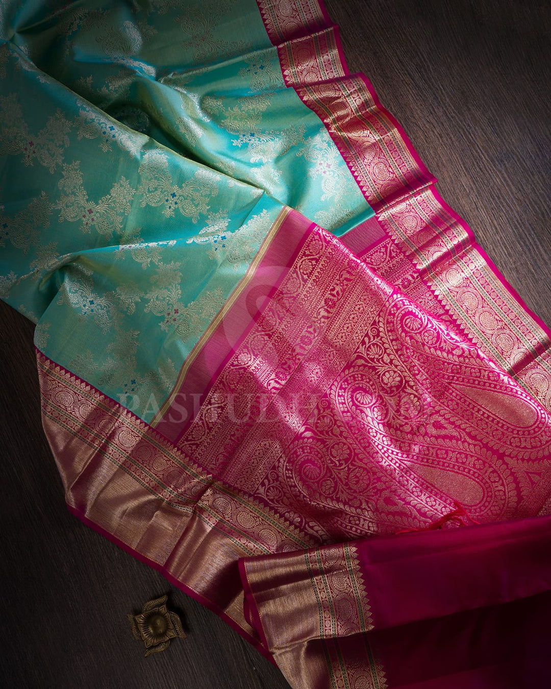 Sky Blue & Rasberry Pink Bridal Kanjivaram Silk Saree-S1093(G)