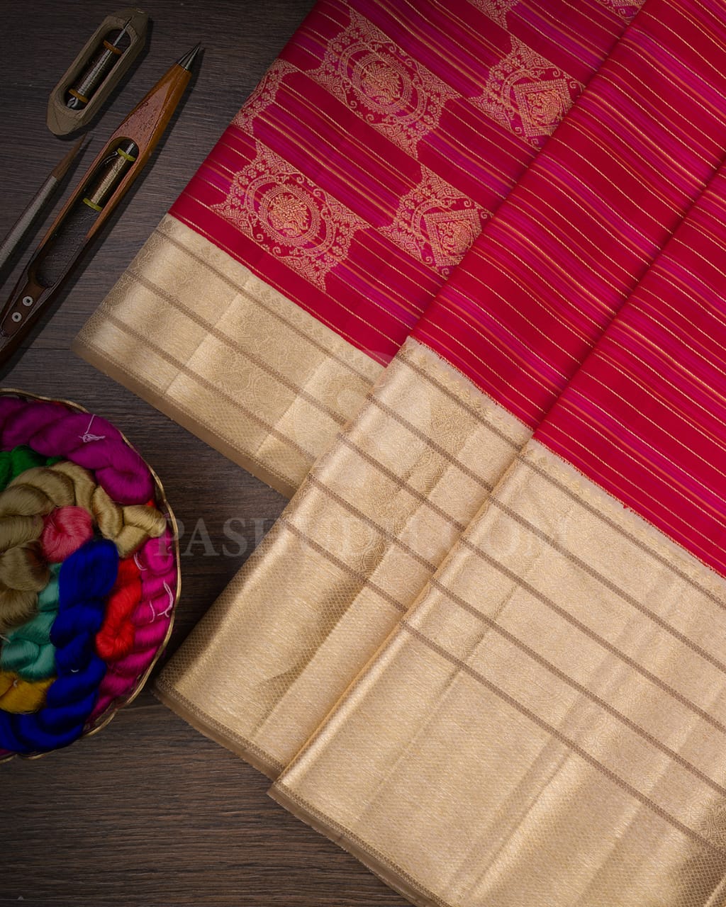 Red & Cream Kanjivaram Silk Saree-S1452(A)
