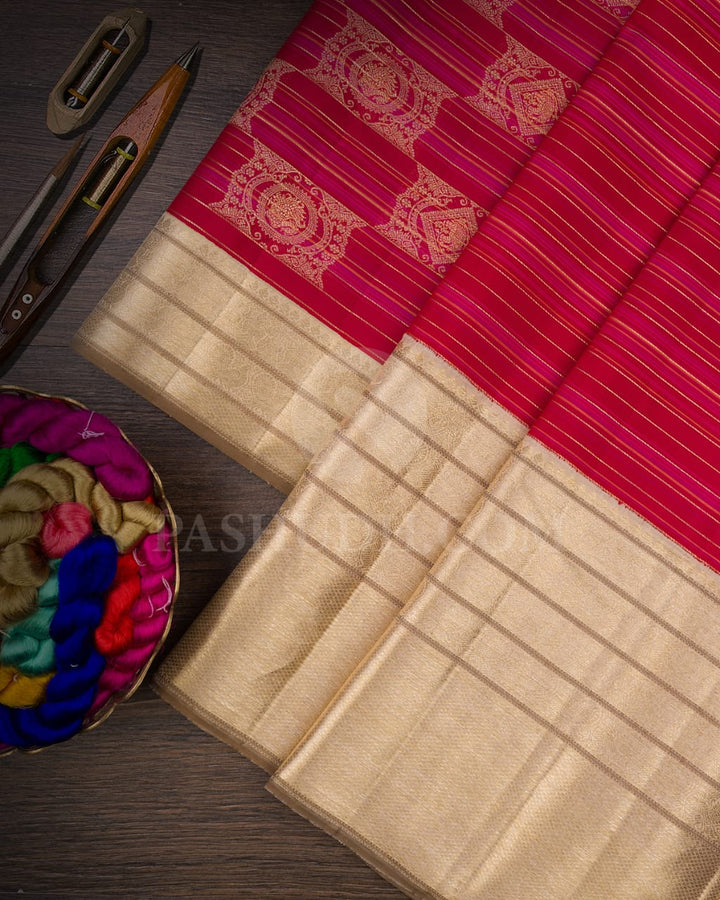 Red & Cream Kanjivaram Silk Saree-S1452(A)