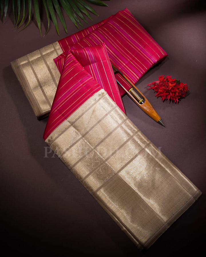 Red & Cream Kanjivaram Silk Saree-S1452(A)