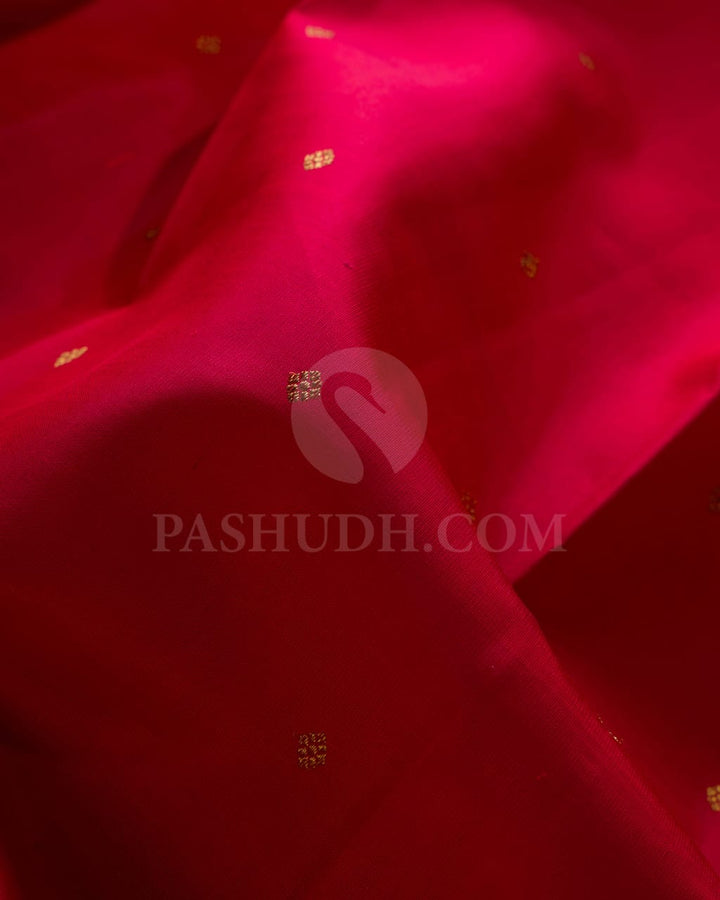 Red & Turquoise Blue Pure Kanjivaram Silk Saree-SP52