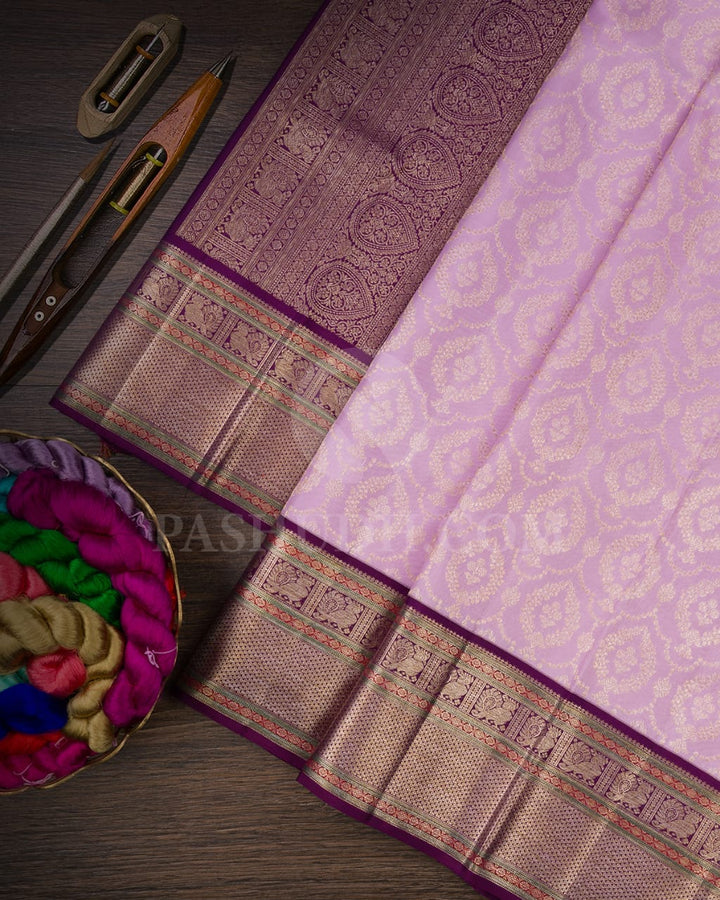 Lavender & Purple Kanjivaram Silk Saree-S1438(B)