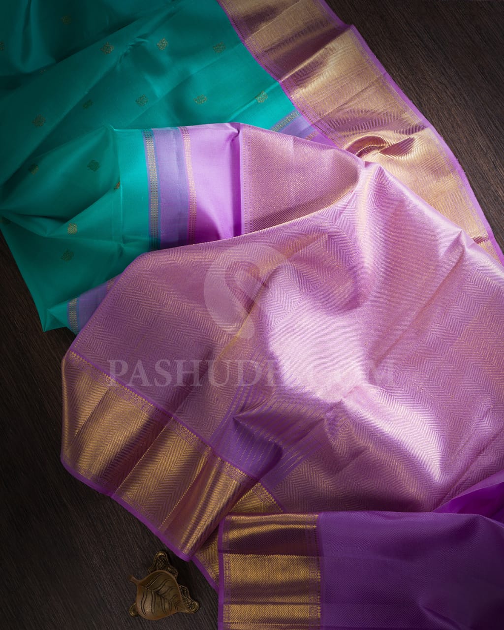 Sea Green & Lavender Pure Kanjivaram Silk Saree-SP55