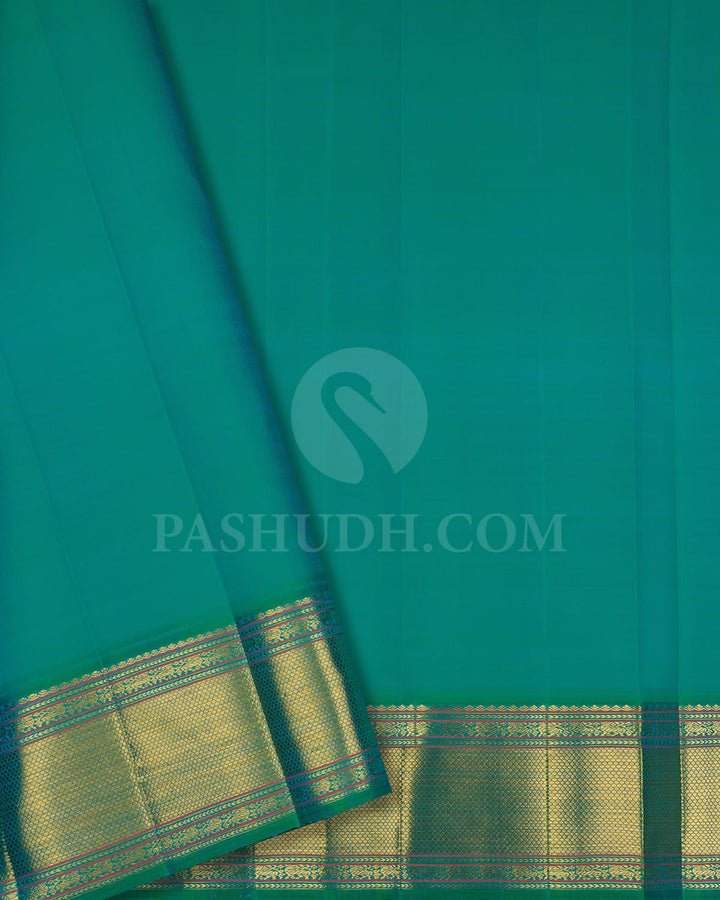 Yellow & Turquoise Blue Pure Kanjivaram Silk Saree-SP50