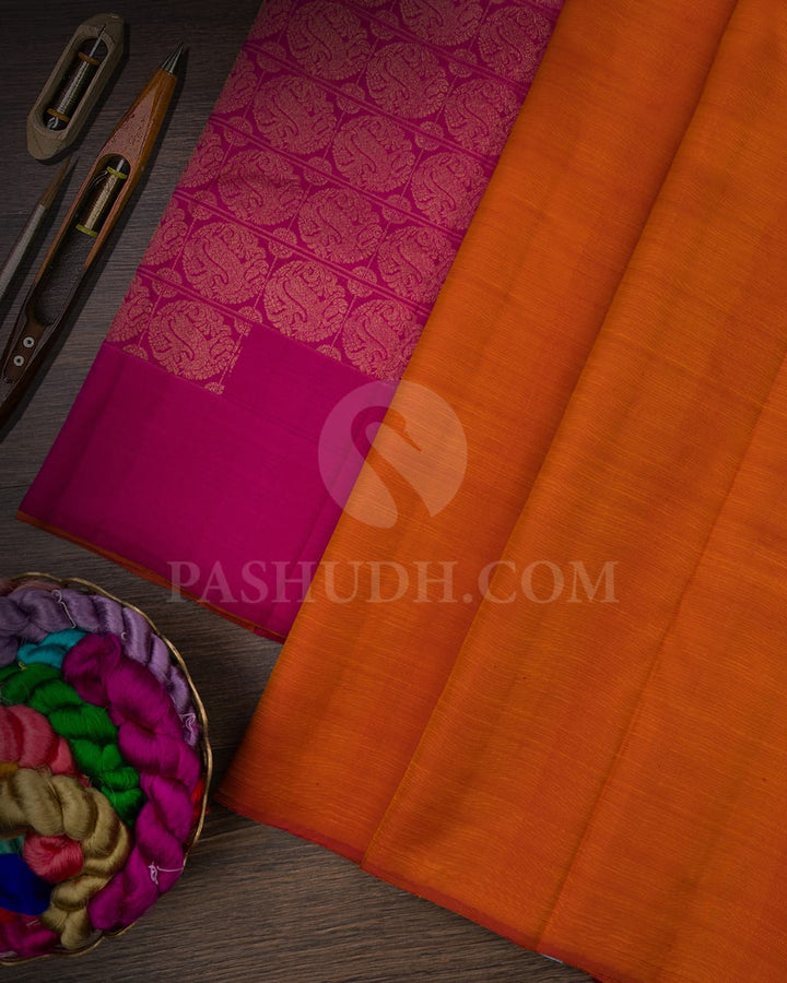 Magenta & Orange  Pure Kanjivaram Silk Saree-SP81