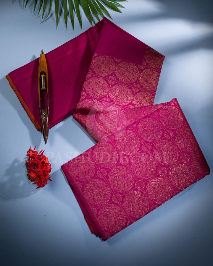Magenta & Orange  Pure Kanjivaram Silk Saree-SP81