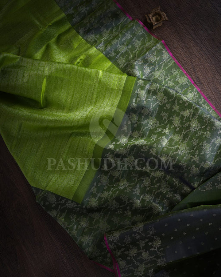 Light Green & Dark Green Kanjivaram silk saree-DJ280(H)