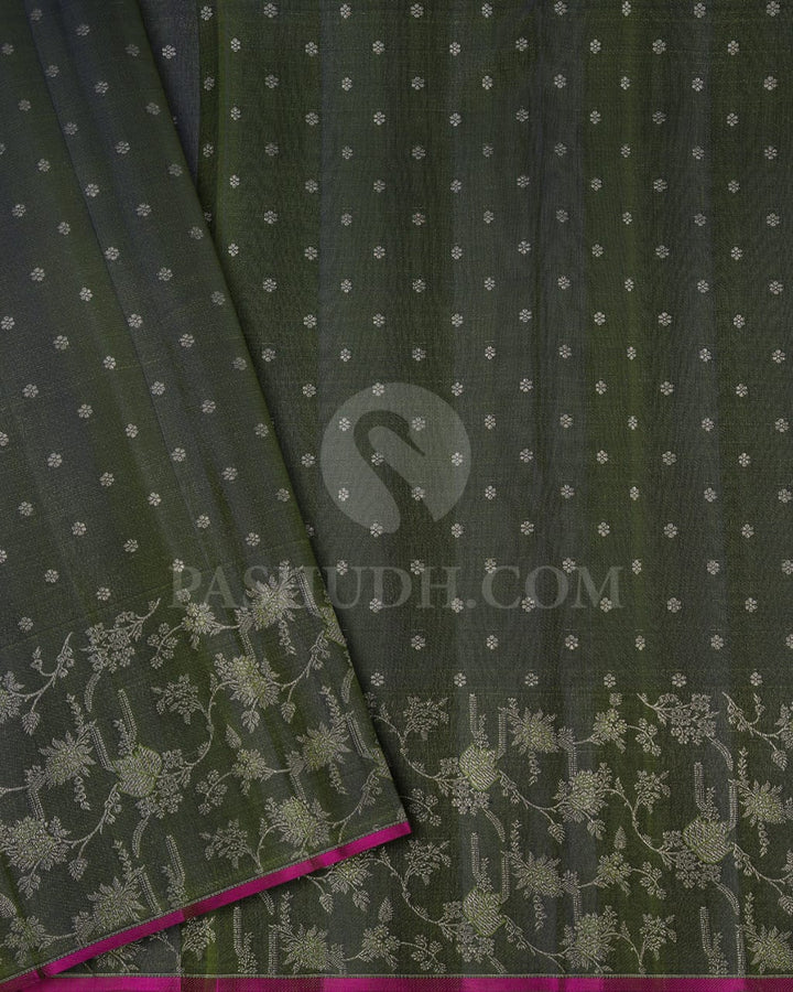 Light Green & Dark Green Kanjivaram silk saree-DJ280(H)