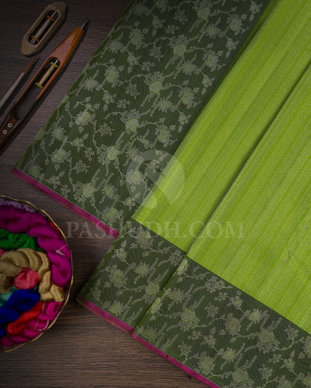 Light Green & Dark Green Kanjivaram silk saree-DJ280(H)