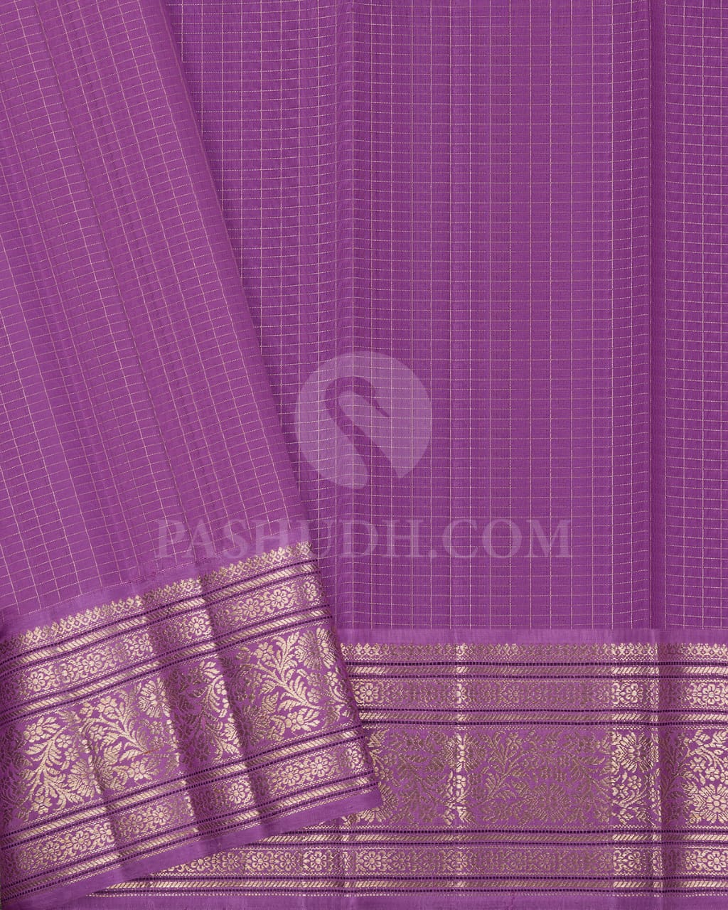 Pear Green & Lavender Kora Organza Kanjivaram Silk Saree-S1446(A)